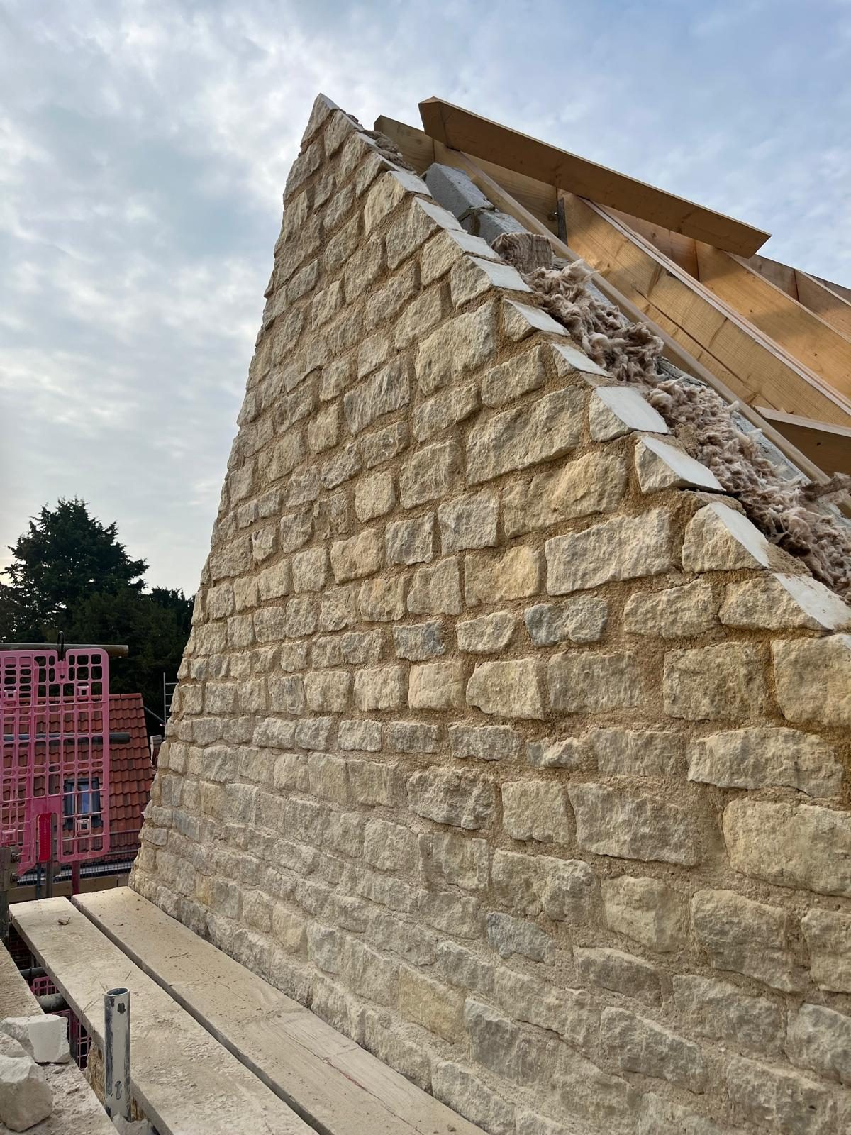 Stone New Build — 04 · Gable stonework close-up