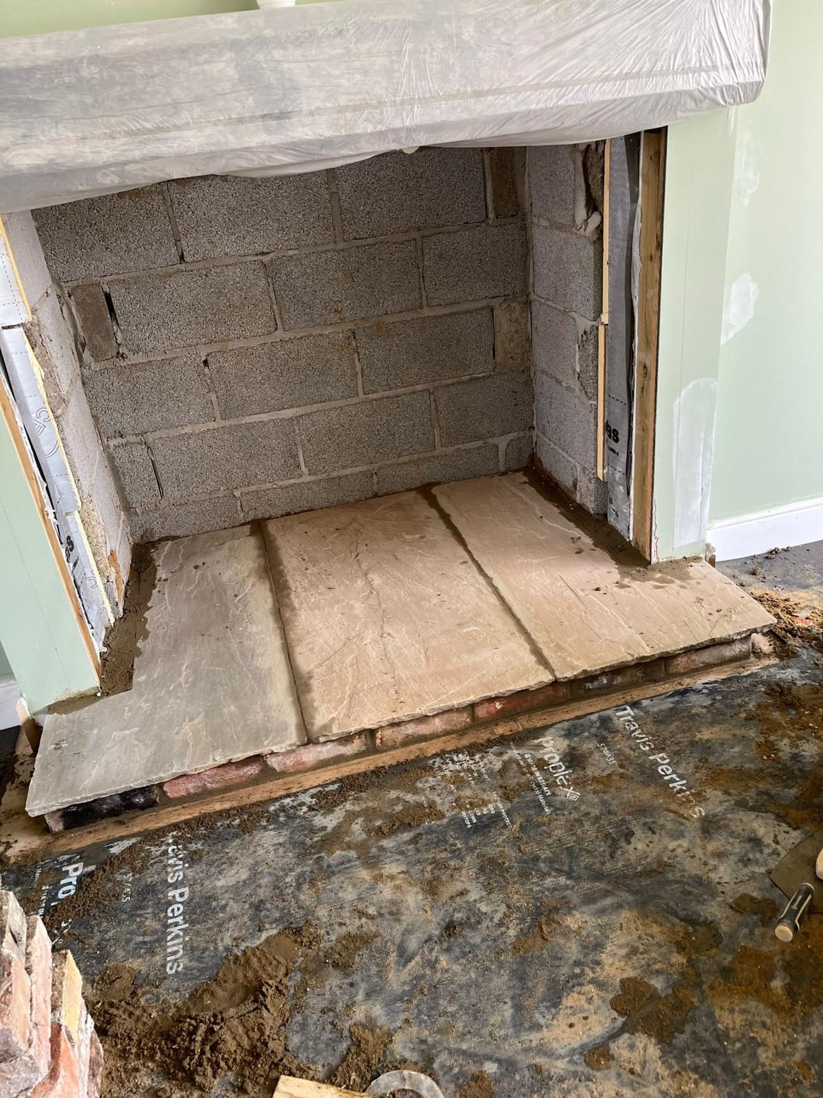 Inglenook Fireplace — 02 · Hearth stones laid