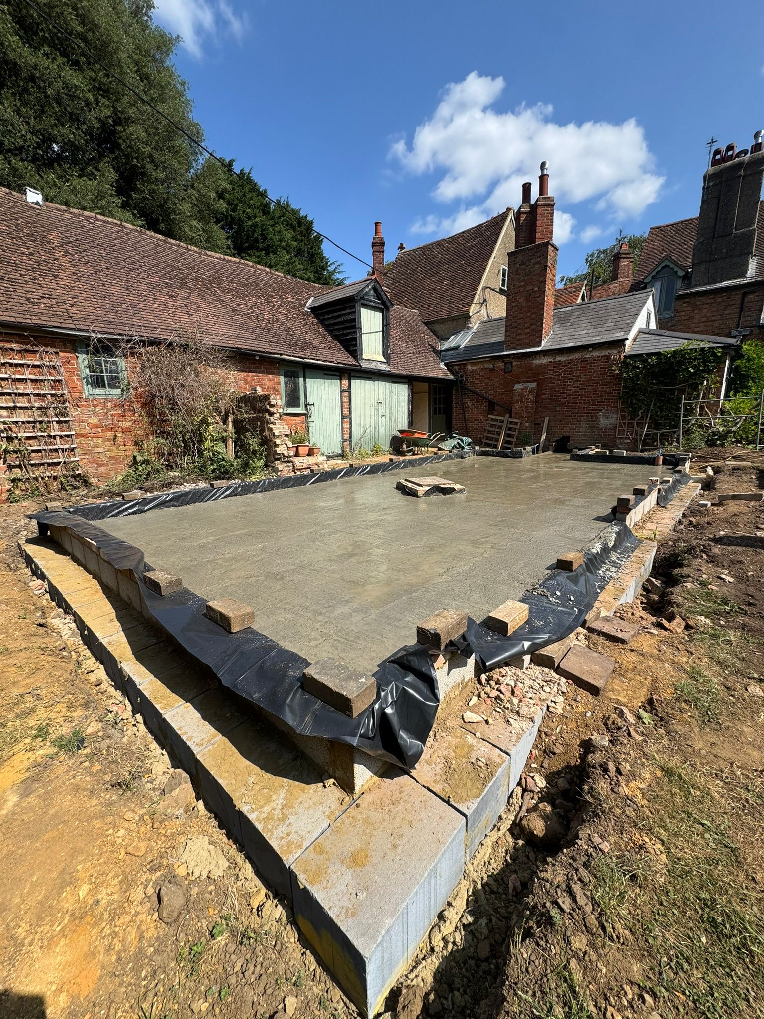 Concrete slab poured